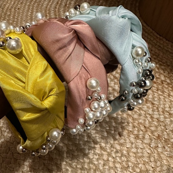 Accessories - Elegant Pearl Embellished Headbands - Yellow, Pink, Blue (Satin) ~ All New!!